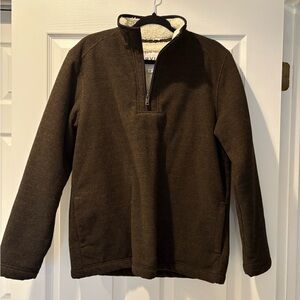 Orvis Sherpa Lined Brown & Black Quarter-Zip Pullover